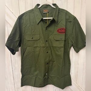 Von Dutch Olive Green Casual Button Down Shirt (Worn once)